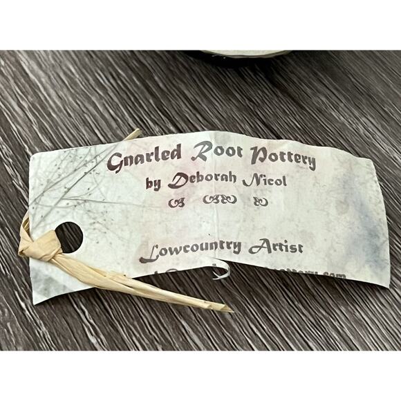 Gnarled Root Pottery 4.5"  Vase Low Country Signed Deborah Nicol 2003 Blues - Picture 8 of 8